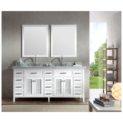 Bathroom Vanities Ariel White D073D-WHT 816606015078 Double Sink Vanities 70-90 White Complete Vanity Sets 25 
