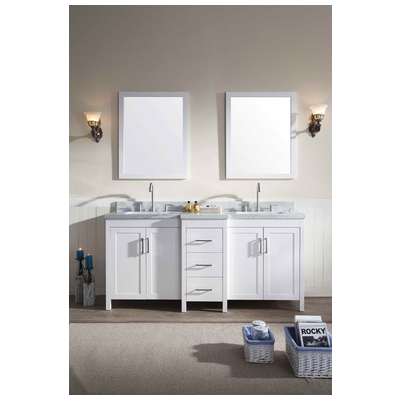 Ariel Bathroom Vanities, Double Sink Vanities, Complete Vanity Sets, 816606015665, E073D-WHT