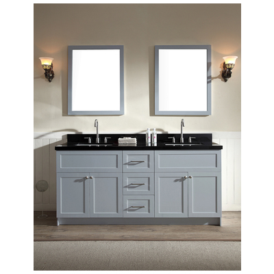 Ariel Bathroom Vanities, Double Sink Vanities, Complete Vanity Sets, 816606016037, F073D-AB-GRY