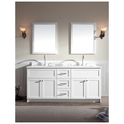 Ariel Bathroom Vanities, Double Sink Vanities, Complete Vanity Sets, 816606016044, F073D-WQ-WHT