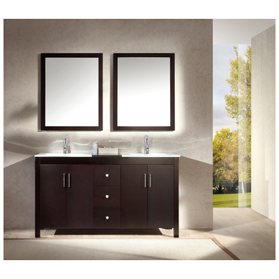 Ariel Bathroom Vanities, Double Sink Vanities, 50-70, Dark Brown, Complete Vanity Sets, Espresso, 816606015160, K060D-ESP