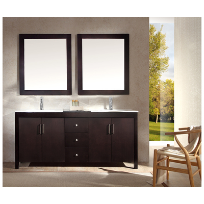 Ariel Bathroom Vanities, Double Sink Vanities, 70-90, Dark Brown, Complete Vanity Sets, Espresso, 816606015177, K072D-ESP
