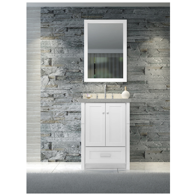 Ariel Bathroom Vanities, Single Sink Vanities, Under 30, White, Complete Vanity Sets, White, 816606015184, L025S-WHT