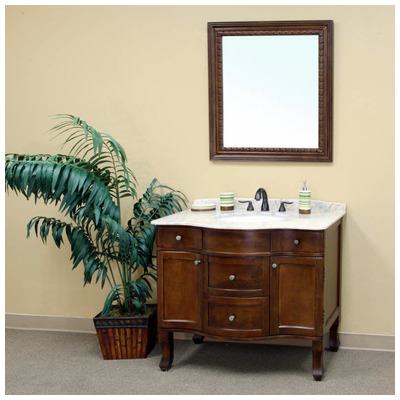 Bellaterra Bathroom Vanities, Single Sink Vanities, 30-40, Dark Brown, Cream Marble, Birch, 609456810395, 203045