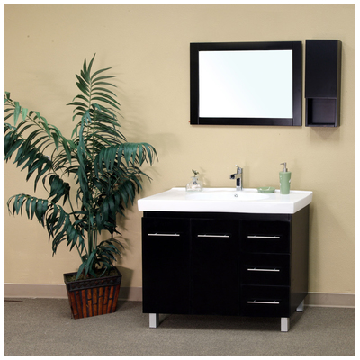 Bellaterra Bathroom Vanities, Single Sink Vanities, 30-40, Black, White Ceramic, Birch, 609456810692, 203129-B-R