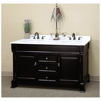 Bellaterra Bathroom Vanities, Double Sink Vanities, 50-70, Black, White Marble, Birch, 609456811101, 205060-D-ES