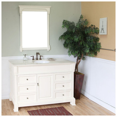 Bathroom Vanities Bellaterra Birch cream white (rub edge) Cream Marble 205060-S-CR 609456811118 Single Sink Vanities 50-70 White 25 