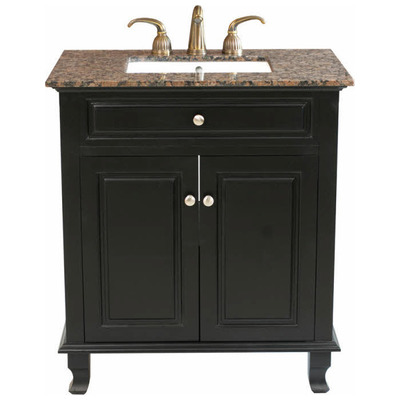 Bellaterra Bathroom Vanities, Single Sink Vanities, 30-40, Black, Baltic Brown Marble, Birch + plywood, 609456811392, 603215-32B-BB