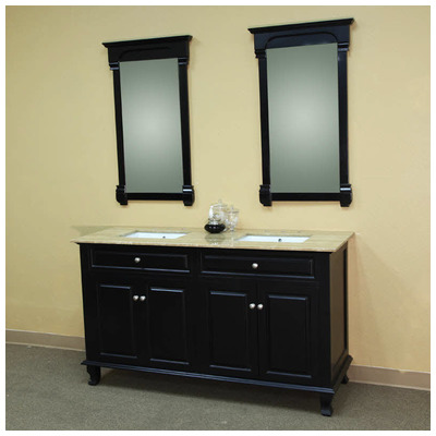 Bellaterra Bathroom Vanities, Double Sink Vanities, 50-70, Black, Travertine, Birch + plywood, 609456811422, 603215-62B-TR