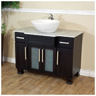 Bellaterra Bathroom Vanities, Single Sink Vanities, 30-40, Dark Brown, White cararra, Birch + plywood, 608729783152, 604023C