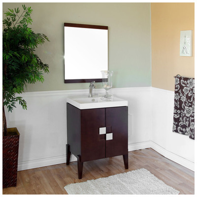 Bellaterra Bathroom Vanities, Single Sink Vanities, Under 30, Dark Brown, Vitreous China, Wood, 609456811545, 804366