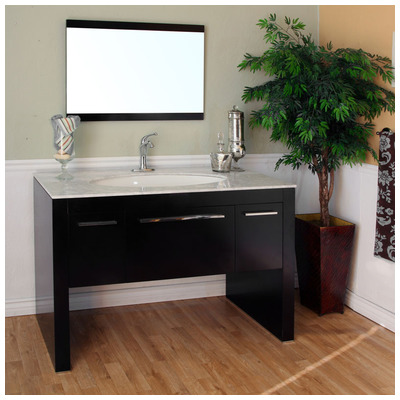 Bellaterra Bathroom Vanities, Single Sink Vanities, 50-70, Dark Brown, White marble, Wood, 609456811590, 804380-WH