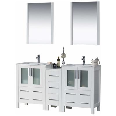 Blossom Bathroom Vanities, Double Sink Vanities, 50-70, Modern, White, Modern, 842708124981, 001 60S1 01 C M