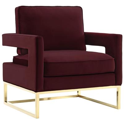 Chairs Contemporary Design Furniture Avery-Chair Velvet Maroon CDF-A110 641676979087 Accent Chairs Gold Accent Chairs Accent 