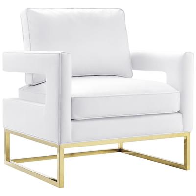 Chairs Contemporary Design Furniture Avery-Chair Vegan Leather White CDF-A111 641676979070 Accent Chairs Gold White snow Accent Chairs Accent 