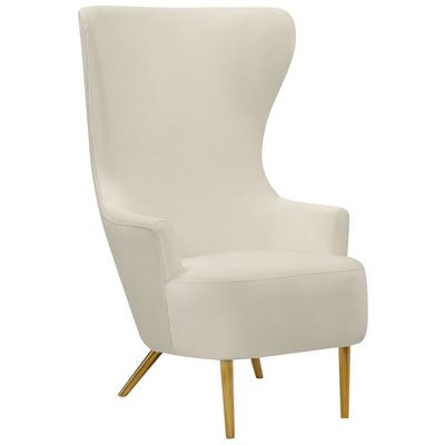 Chairs Contemporary Design Furniture Julia-Chair Velvet Wood Cream CDF-A2044-C 806810359518 Accent Chairs Cream beige ivory sand nudeGol Accent Chairs Accent 