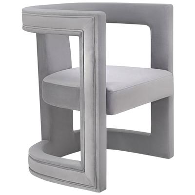 Chairs Contemporary Design Furniture Ada-Chair Velvet Grey CDF-A208 806810354704 Accent Chairs Gray Grey Accent Chairs Accent 