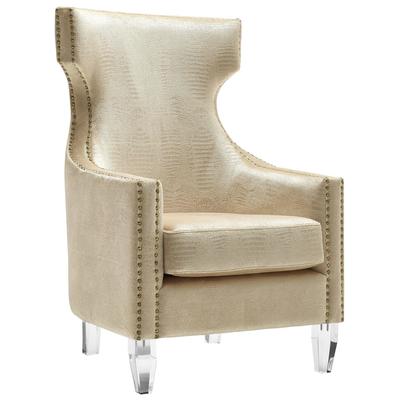 Chairs Contemporary Design Furniture Gramercy-Chair Acrylic Velvet Wood Gold CDF-A76 641676979933 Accent Chairs Gold Accent Chairs AccentWing Chair 