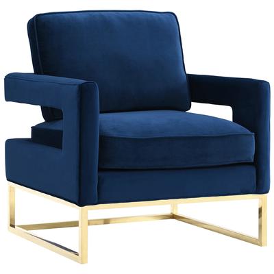 Chairs Contemporary Design Furniture Avery-Chair Velvet Navy CDF-A91 641676979094 Accent Chairs Blue navy teal turquiose indig Accent Chairs Accent 