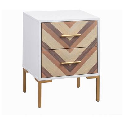 Accent Tables Contemporary Design Furniture Quinn-Table Acacia MDF Oak Veneer White CDF-B44062 793611832367 Nightstands Accent Tables accentSide Table 