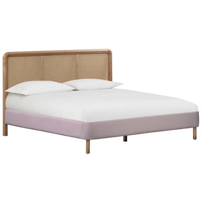 Beds Contemporary Design Furniture Kavali-Bed Velvet Blush CDF-B44117 793611834279 Beds Pink Fuchsia blush Wood Queen 