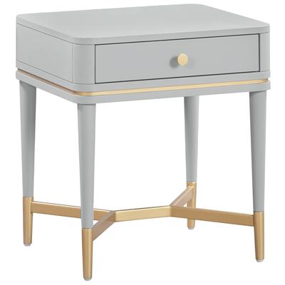 Contemporary Design Furniture Night Stands, Grey, Acacia,Iron,MDF,Plastic, Nightstands, 793580629081, CDF-B54259,Smal (Under 23 in.),Narrow (Under 21 in.)