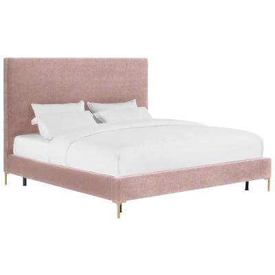 Beds Contemporary Design Furniture Delilah-Bed Velvet Blush CDF-B6265 806810358764 Beds Gold Pink Fuchsia blush King Queen 
