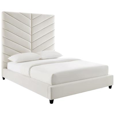 Contemporary Design Furniture Beds, Cream,beige,ivory,sand,nude, Upholstered, King,Queen, Cream, Velvet, Beds, 793611827967, CDF-B6324