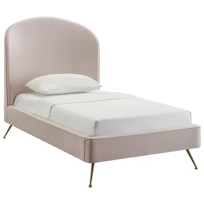 Beds Contemporary Design Furniture Vivi-Bed Velvet Blush CDF-B6338 793611828100 Beds Gold Pink Fuchsia blush King Queen Twin 