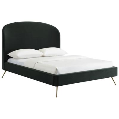 Beds Contemporary Design Furniture Vivi-Bed Velvet Green CDF-B6340 793611828124 Beds Blue navy teal turquiose indig King Queen Twin 