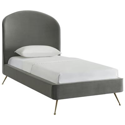 Beds Contemporary Design Furniture Vivi-Bed Velvet Wood Grey CDF-B6344 793611828162 Beds Gold Gray Grey Wood King Queen Twin 