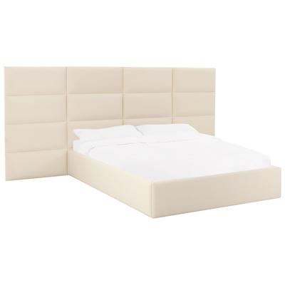 Contemporary Design Furniture Beds, Cream,beige,ivory,sand,nude, Wood, King, Cream, Velvet,Wood, Beds, 793580629142, CDF-B68724-WINGS