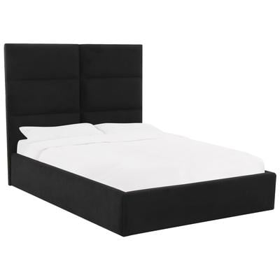 Beds Contemporary Design Furniture Eliana-Bed Velvet Wood Black CDF-B68728 793580628398 Beds Black ebony Wood King 