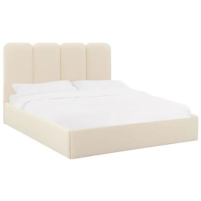 Contemporary Design Furniture Beds, Cream,beige,ivory,sand,nude, Upholstered, Queen, Cream, Plywood,Velvet, Beds, 793580628527, CDF-B68741