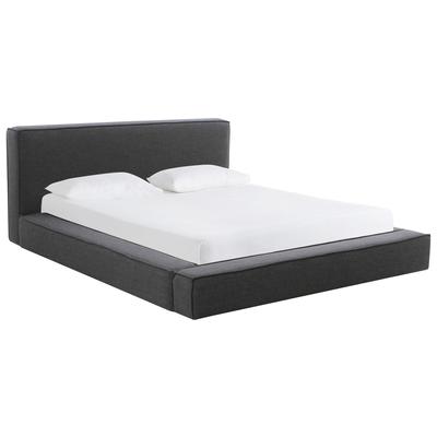Beds Contemporary Design Furniture Olafur- Bed Fabric Plywood Black CDF-B68820 793580630544 Black ebonyCream beige ivory s Queen 