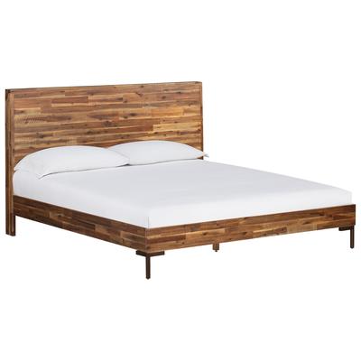 Beds Contemporary Design Furniture Bushwick-Bed Acacia Brown CDF-B7051 806810353394 Beds Brown sable Metal Wood King 