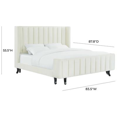 Contemporary Design Furniture Beds, Cream,beige,ivory,sand,nude, King,Queen, Cream, Velvet, Beds, 806810353813, CDF-B93