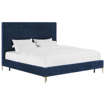 Beds Contemporary Design Furniture Delilah-Bed Velvet Navy CDF-B99 806810353783 Beds Blue navy teal turquiose indig Full King Queen 