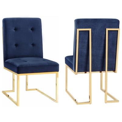 Chairs Contemporary Design Furniture Akiko-Chair Velvet Navy CDF-D2051 806810352403 Dining Chairs Blue navy teal turquiose indig Side Chairs side chair 