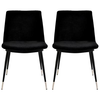Chairs Contemporary Design Furniture Evora-Chair Velvet Black CDF-D4329 806810359280 Dining Chairs Black ebonySilver 