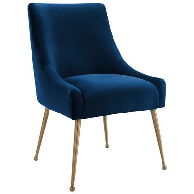 Chairs Contemporary Design Furniture Beatrix-Chair Velvet Navy CDF-D48 806810351611 Dining Chairs Blue navy teal turquiose indig Accent Chairs AccentSide Chair 