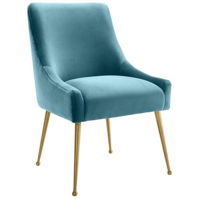 Chairs Contemporary Design Furniture Beatrix-Chair Velvet Wood Sea Blue CDF-D6168 793611833333 Dining Chairs Blue navy teal turquiose indig Accent Chairs AccentSide Chair 
