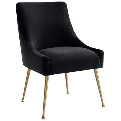 Chairs Contemporary Design Furniture Beatrix-Chair Velvet Black CDF-D6179 806810359068 Dining Chairs Black ebonyGold Accent Chairs AccentSide Chair 