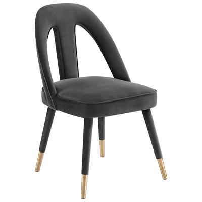 Chairs Contemporary Design Furniture Petra-Chair Velvet Dark Grey CDF-D6365 793611828407 Dining Chairs Gold Gray Grey Side Chairs side chair 