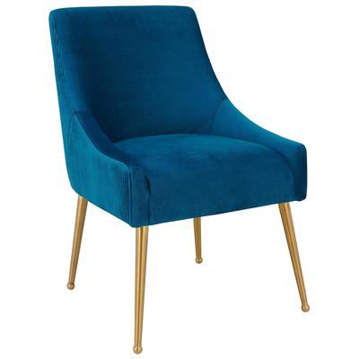 Chairs Contemporary Design Furniture Beatrix-Chair Velvet Navy CDF-D6395 793611830066 Dining Chairs Blue navy teal turquiose indig Accent Chairs AccentSide Chair 