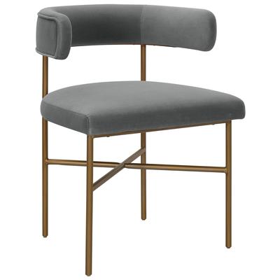 Chairs Contemporary Design Furniture Kim-Chair Velvet Wood Grey CDF-D6434 793611831087 Dining Chairs Gray Grey 