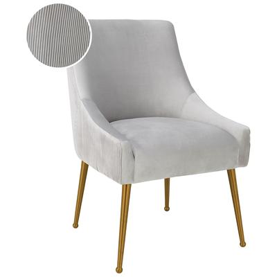 Chairs Contemporary Design Furniture Beatrix-Chair Velvet Light Grey CDF-D6438 793611830783 Dining Chairs Gold Gray Grey Accent Chairs AccentSide Chair 