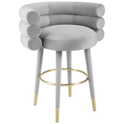 Bar Chairs and Stools Contemporary Design Furniture Betty-Stool Birch Plywood Velvet Grey CDF-D6453 793611831223 Stools Gray Grey Bar Counter Velvet 