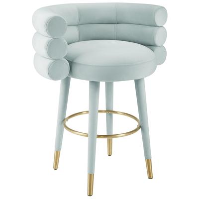 Bar Chairs and Stools Contemporary Design Furniture Betty-Stool Birch Plywood Velvet Sea Foam Green CDF-D6455 793611831209 Stools Blue navy teal turquiose indig Bar Counter Velvet 