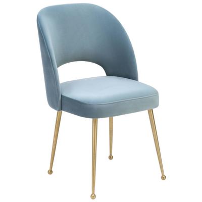 Chairs Contemporary Design Furniture Swell-Chair Velvet Blue CDF-D66 806810355329 Dining Chairs Blue navy teal turquiose indig 